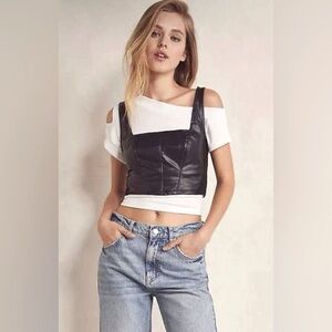 Free People Faux Leather Top - Size S